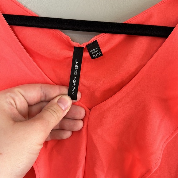 Amanda Green Pink/Coral Ruffle Tank 💕 - Picture 2 of 6